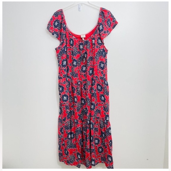 Knox Rose Women's Red Floral Bohemian Maxi Dress - Large NWT - Picture 2 of 9